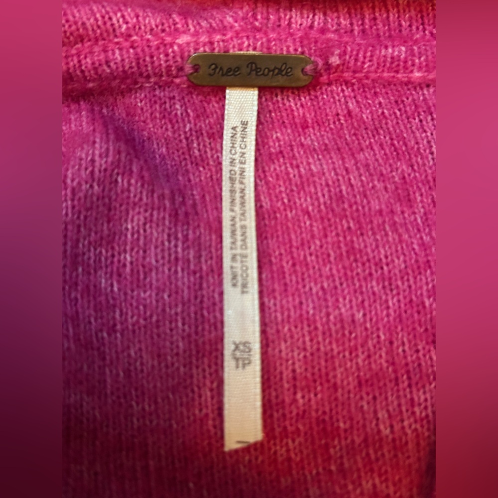 Free People Praline Cozy Henley (GUC; Hot Pink) - Picture 6 of 10